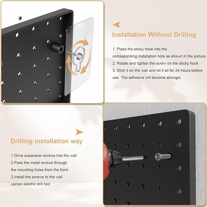 FZK 36pcs Pegboard Kit, Peg Board,Peg Board Hooks,Includes 4 Black Pegboard and Pegboard Accessories,Pegboard with Hooks,Plastic Pegboard,Pegboard Wall Organizer, Garage Storage