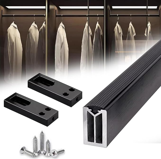 Square Closet Rods-Cuttable, Removable-Heavy Duty Black Wardrobe Rods and Brackets-Commercial, 12 16 18 24 28 30 60 72 In-Suitable for.Laundry.Home.Hotel.Clothing Store (Black,20in)