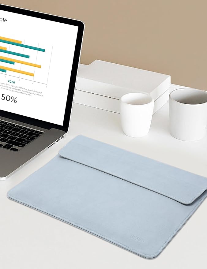 HYZUO 13.3-14 Inch Laptop Sleeve Case Bag with Adjustable Stand for MacBook Pro 14 M5/M4/M3/M2/M1 Pro/Max 2026-2021, MacBook Air/Pro 13.3, 13.8-13.5 Surface Laptop, with Pouch, Pale Blue