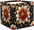 TropicalLife 13x13x13 Inch Large Fabric Storage Cube Flowers Foldable Storage Bin with Handles Organizer Boxes Cube Basket for Shelves Organizing Closet