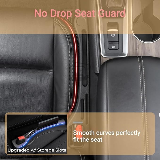 No Drop seat Guard,2025 New Car Seat Side Gap Filler Organizer, Drop Seat Guards for Cars Cards & Tools from Falling, Easy to Install Gap Storage Solution (Black)