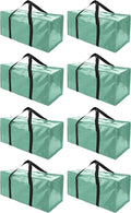 8 Pack Extra Large Moving Bags with Zippers & Carrying Handles, Heavy-Duty Storage Tote for Space Saving Moving Storage, Fold Flat, Alternative to Box and Bin,Teal