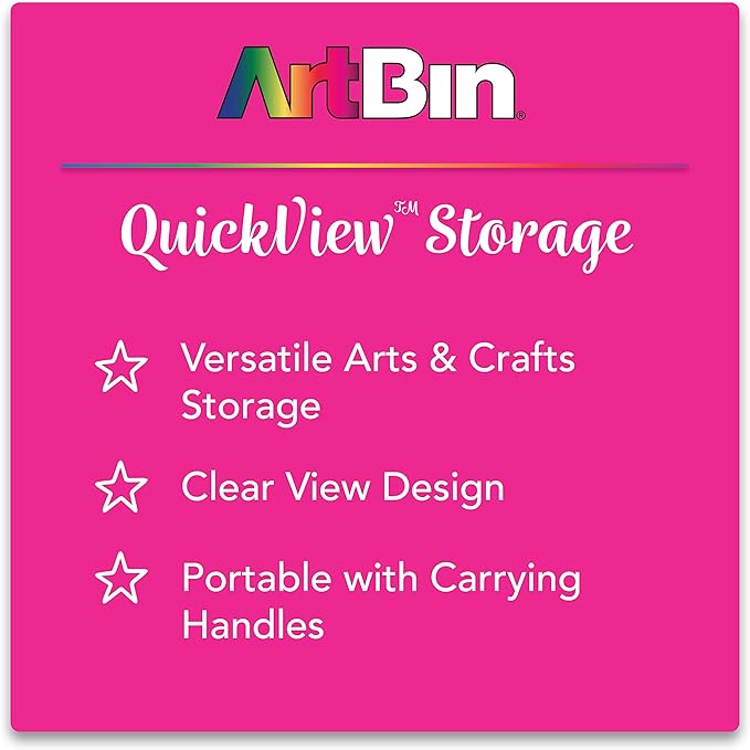 ArtBin 8014AB 14 Inch Quick View Carrying Case - 14 in. x 3.375 in. x 10.25 in., Lockable Art and Craft Supply Storage with Latches and Handles, Portable, Clear