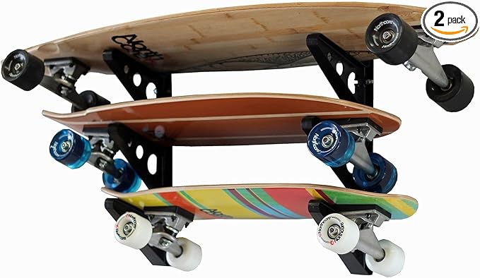 StoreYourBoard Longboard Wall Rack, Triple Longboard Storage