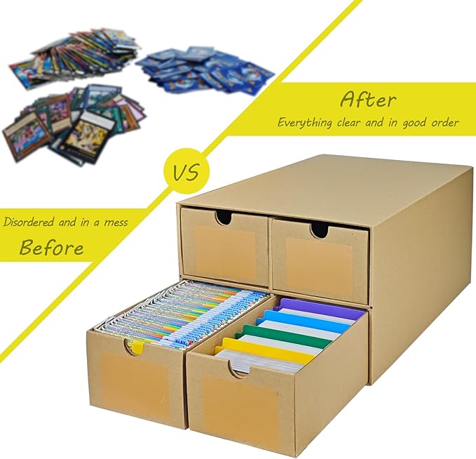 6 Sets Trading Card Storage Boxes, Includes 24-750 CT Boxes & 96 Dividers, 18000+ Trading Cards Organizer for Collectible Card Games, Sports Cards, TCG, with Labels & Pen
