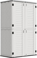 Outdoor Storage Cabinet Waterproof,Resin Vertical Storage Shed Lockable, 66 Cubic Feet Outdoor Storage Box for Garden/Backyard/Home/Pool