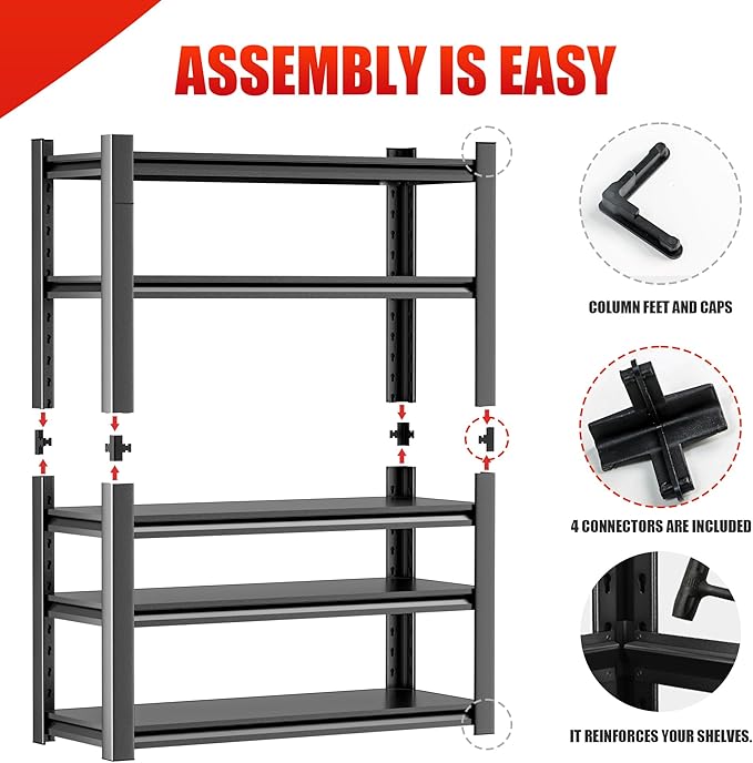 Metal Garage Shelving Unit, 5 Tier Heavy Duty Storage Shelf, Utility, and Industrial Use - Durable Metal Storage Rack Shelving, Garage Storage Shelf Organizer 16" D x40 W x78 H