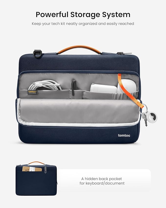 tomtoc 360 Protective Laptop Shoulder Bag for 15-inch 2025 MacBook Air M4/A3241, M3/A3114, M2/A2941, 15 Inch Dell XPS,15-in Microsoft Surface Laptop 7/6/5, Water-Resistant Laptop Accessory Sleeve Case