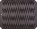 Silicone Dish Drying Mat for Multiple Usage,Easy clean,Eco-friendly,Heat-resistant Silicone Mat for Kitchen Counter or Sink,Refrigerator or drawer liner Coffee L 16 inches x 12 inches