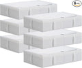 TYEERS Under Bed Storage Containers, Durable Fabric, Washable, Collapsible, Under Bed Storage Bins for Clothes, Blankets, Sheets, Shoes, 27.5x16.5x7 Inches, 6-Pack, White