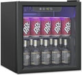 1.3 Cubic Feet Mini Fridge, 60 Can Freestanding Beverage Refrigerator with Glass Front Door for Soda, Beer Under Counter Small Refrigerator with Adjustable Shelves and Digital Display(Black)