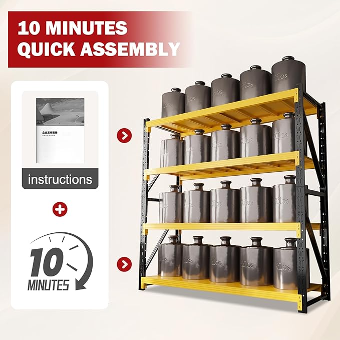 4000LBS Garage Shelving Heavy Duty, 79” H Storage Shelves, 4-Tier Adjustable Metal Storage Shelves, Steel Industrial Shelving Unit, Metal Shelving for Garage, Basement, Warehouse (41.5x20x79in)
