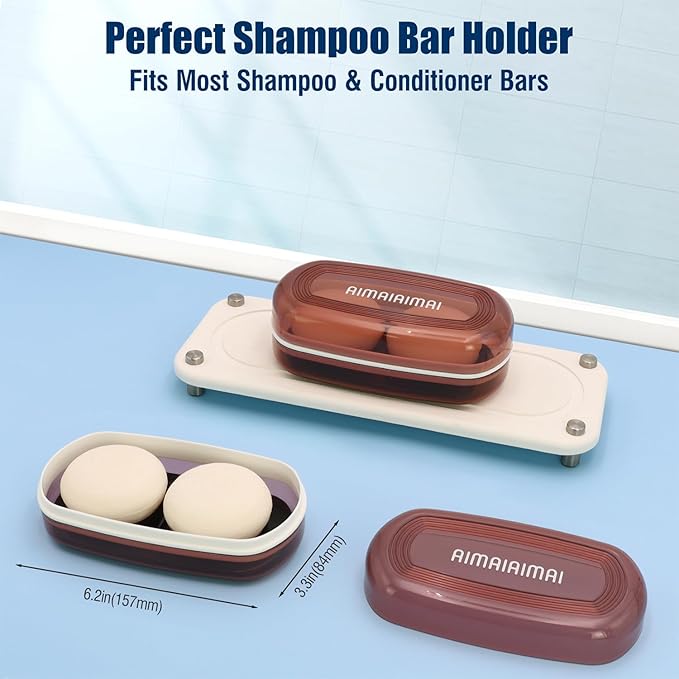 Shampoo Bar Holder Travel Case for Two Bars – Compatible with Kitsch Solid Shampoo & Conditioner Bars, Large Soap Container for Bathroom or Travel (1 Pack, Red Style A-Large)