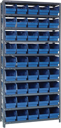 Quantum Storage Systems 1275-202BL Store More Steel Shelving Unit with 6" Shelf Bins, 12" D x 36" W x 75" H, Blue