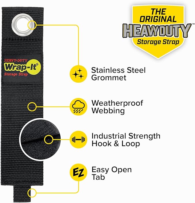Heavy-Duty Wrap-It Storage Straps, Assorted 9 Pack - Hook and Loop Extension Cord Organizer Hanger, Cord Wrap Keeper, Cable Straps for Cords, Hoses, Rope, RV, Boat and Garage Storage and Organization