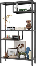 Metal Storage Shelves, 70.9” Tall Geometric Bookshelf, Floor Standing Display Shelving Unit Home Decor Furniture for Office, Bedroom, Living Room, Easy Assembly, Black