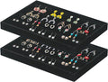 Coward 2PC Black Velvet Stackable Earring Tray Drawer Jewelry Holder Organizer Box Storage Earring Display Stand for Home Drawer or Store Selling (earring+earring)