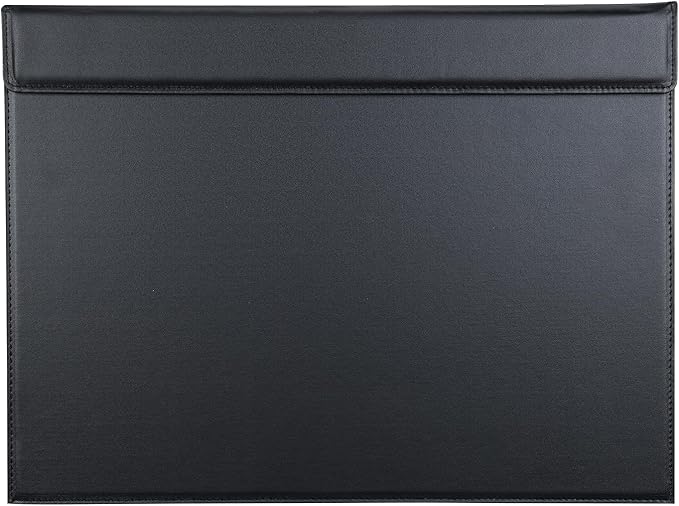 KINGFOM 18''x14'' Large Rectangle A3 Desk Writing & Drawing Desk Pad &Board Table Protector Mat with Paper Clip on Top Black