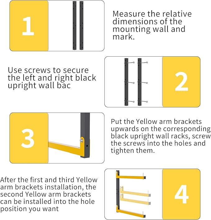2 PACK Lumber Storage Rack Wall Mount Wood Organizer Storage Racks Heavy Duty Shelf Brackets with 3-Level System 360 LB Sturdy Folding Garage Wall Shelving, Snowboard Rack for Indoor and Outdoor