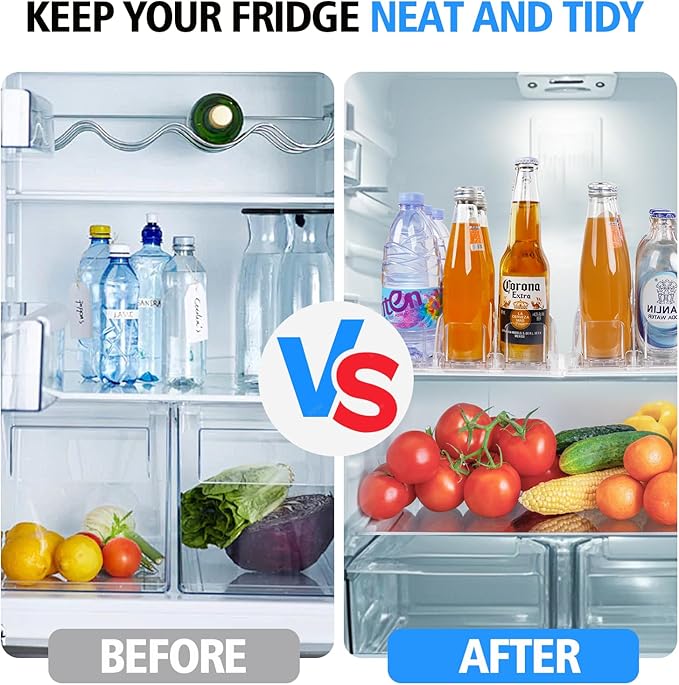 SOLY Drink Organizer for Fridge, Soda Can Dispenser for Refrigerator, Automatic Drink Dispenser Holds 6–20oz, 4 Row, 14.96" Deep