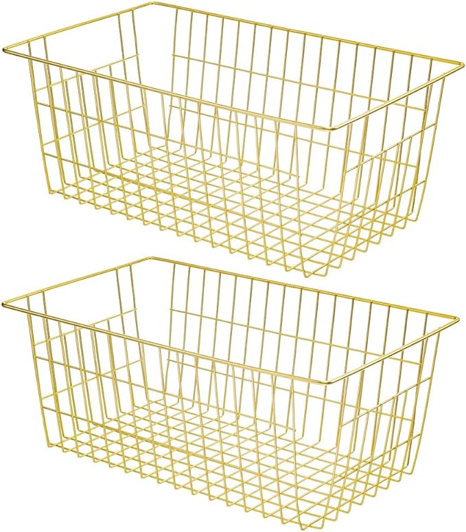 SANNO Wire Baskets Storage Baskets, Freezer Bakets Pantry Baskets Kitchen Organizing Basket Set, Great for Home, Bathroom, Tables Countertops, Office