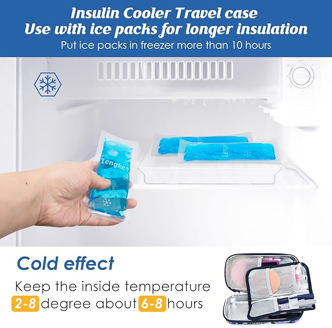 YOUSHARES Insulin Cooler Travel Case - Diabetic Insulated Organizer Portable Cooling Bag for Medication Cooling Insulation, Insulin Pen Case with 2 TSA Approved Cooler Ice Pack