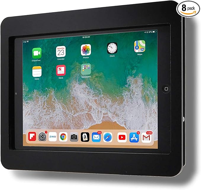 TABcare Anti-Theft Acrylic VESA Enclosure for Apple iPad Pro 9.7" with Free Wall Mount Kit & 90-Degree Angle Charge Cable (iPad Pro 9.7", Black)
