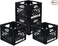 ORGANIZE-IT! 4 Pack Storage Milk Crate, Heavy Duty Versatile Box Organizers with Easy-Grip Handles, Interior 12.25"L x 12.25"W x 10.5"H, Black