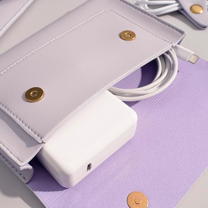 PU Leather Laptop Sleeve Compatible with New 14 inch MacBook Pro A2992 A2779 A2442,Old MacBook Pro Air 13, Surface Laptop 5th Gen 13.5, Thinkpad X1 Carbon 14 Set of 4PCS Color Light Purple