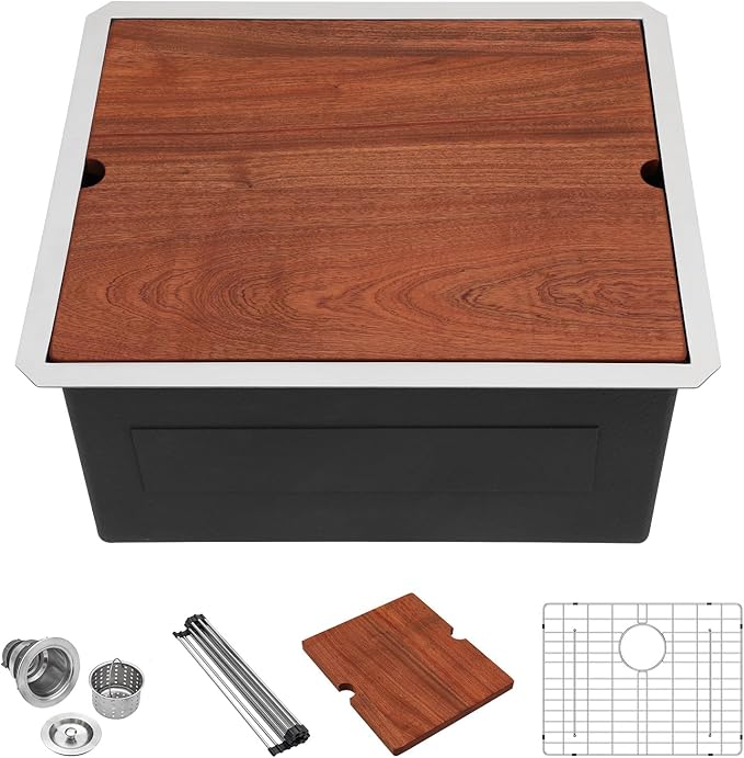 21 Laundry Sink Stainless Steel - Lordear 21" x 19" x 13" Deep Bowl Undermount Sink Ledge Workstation 16 Gauge Stainless Steel Handmade Utility Laundry Room Kitchen Sink Basin