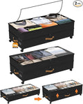 Under Bed Storage with Wheels 2-Pack, 75L XXL Under the Bed Storage Containers Large, 12" Tall Adjustable Storage for Underbed with Lids, Rolling for Shoes, Clothes, Blankets (Black)