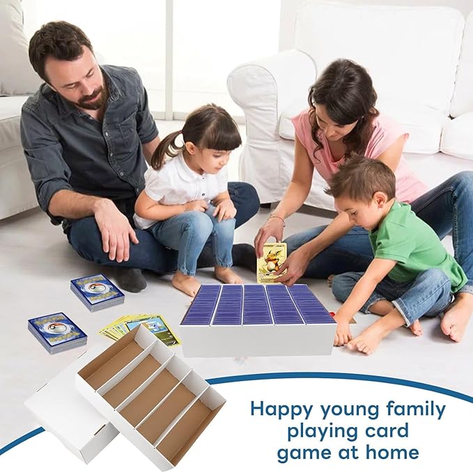 4 Pack Card Storage Box, 3700 Count Trading Card Storage Box White Sports Storage Cards Box Organizer Sorting Tray Cases Box for Storing Protecting and Organizing Soccer Cards
