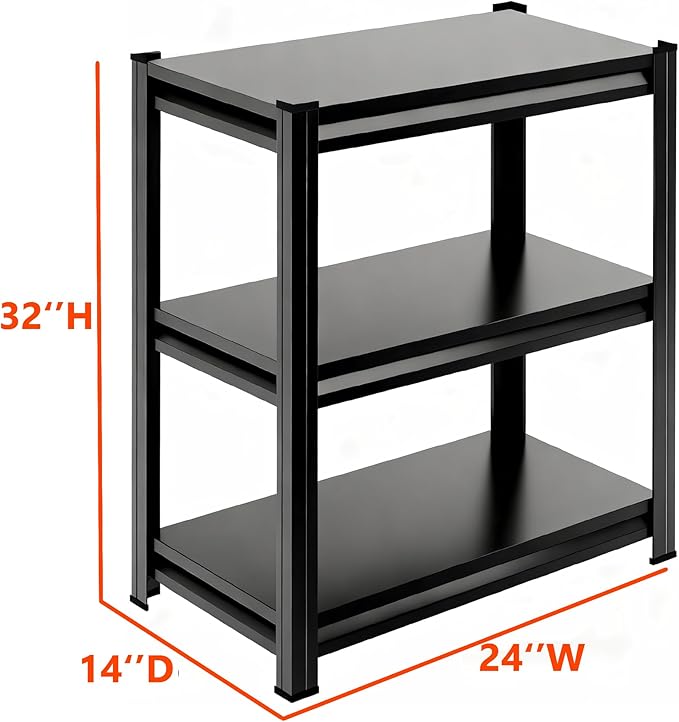3-Tier End Table, Sofa Side Table for Small Space with Storage Shelf, Couch Table & Nightstand for Living Room, Bedroom, Office,32''H×24''W×14''D