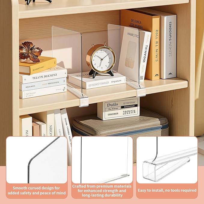 10 Pack Clear Shelf Dividers for Closets, Acrylic Dividers for Shelves, Closet Shelf Divider for Organization,Organizers & Separators for Shelf Storage, Home Closets, Cabinets
