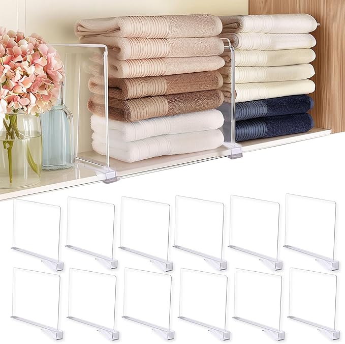 Shelf Dividers for Closet Organization, 12Pcs Closet Purse Organizeder Acrylic Shelf Dividers Purse Closet Organized Closet Dividers for Shelves Clear Shelf Dividers Shelf Separators in Closet (9Pcs)