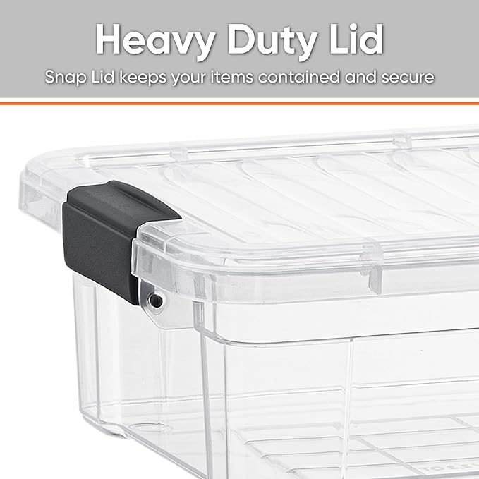Superio Storage Bins with Lids- 8 Pack, 7.4 Qt Clear Boxes for Organizing, Stackable Plastic Containers- BPA Free, Non-Toxic, Odor Free, Organizer for Home, Office, Dorm