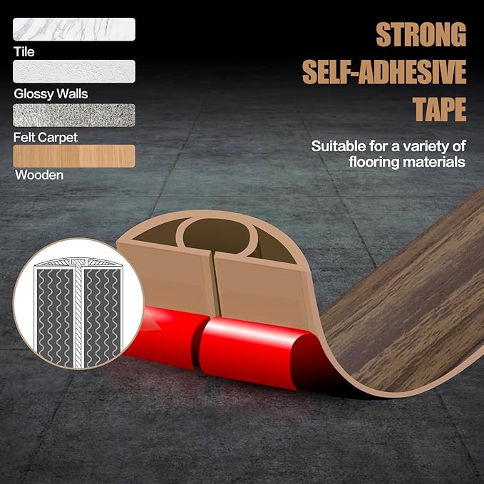 Floor Cord Cover Self Adhesive Cord Hider,10FT Cable Management, Extension Strip Protector for Wires, Prevent Cable Trips for Offices, Gyms, Exhibitions Cavity:0.47"(W) x 0.35"(H) Wood Walnut