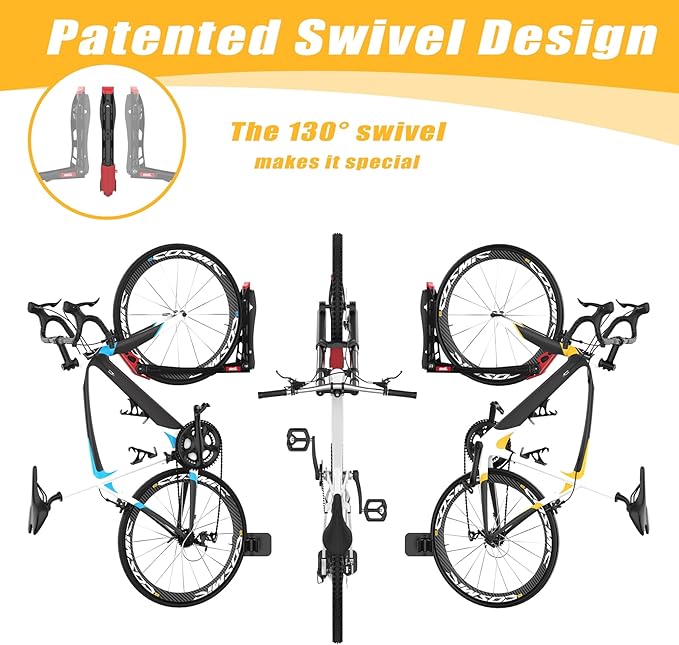 TORACK BIKEPAL No Lift Swivel Bike Rack, Space Saving Vertical Wall Mount Bike Holder for Garage Storage (1 Pack)