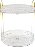 Double Layered Glass Tray with Golden Handles, Circular Decorative Storage Rack, Cosmetics, Dining Table, Bathroom, Bedroom, attic, Outdoor Small Items are Easy to find