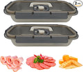 2Pack Deli Meat Container & Bacon Container for Refrigerator & Chease Keeper– 304SS Airtight Fridge Storage Box with Date Tracker, BPA-Free & Dishwasher Safe,Creamy White