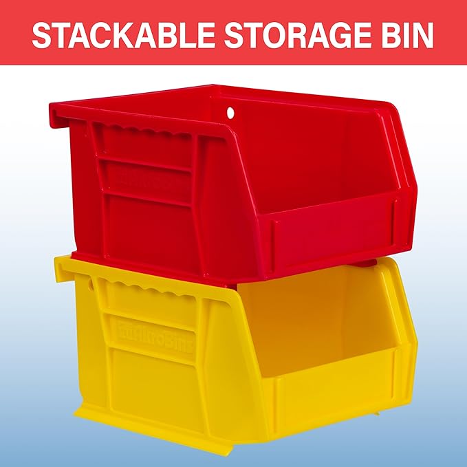 Akro-Mils 30210 AkroBins Plastic Storage Bins, Space-Saving Stackable Bins for Garage, Pantry, Craft Organization, 5-Inch x 4-Inch x 3-Inch, Green, 24-Pack
