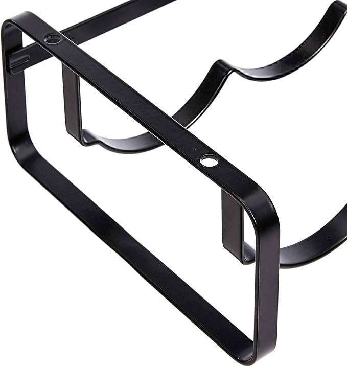 Amazon Basics Tabletop Stackable 4-Bottle Metal Wine Rack, 3.74"D x 15.75"W x 7.87"H, Black