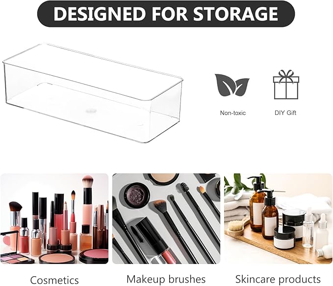 Acrylic Makeup Brush Holder Organizer, 1 Pack 1 Section Clear Plastic Makeup Holder 9.13x3.54x2.36 Inches Transparent Storage Container for Bathroom Jewelry Accessories
