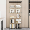 Beauty4U Glass Display Cabinet with 5 Shelves Double Door, Curio Cabinets for Living Room, Bedroom, Office, Black Floor Standing Glass Bookshelf, Quick Installation