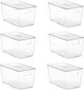 Vtopmart 6 Pack Clear Stackable Storage Bins with Lids,XLarge Plastic Containers with Handle for Pantry Organizer and Storage,Perfect for Kitchen,Fridge,Cabinet, Closet,Bathroom Organization