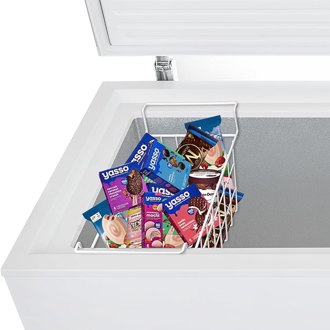 Orgneas 17.5 Inch Freezer Organizer Bins for Chest Freezer Refrigerator Basket Storage Rack Bins Deep Freezer Metal Wire Baskets 2Pcs