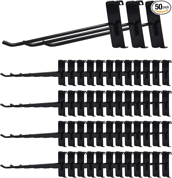 Gridwall Hooks 8 Inch,50PC Display Hooks for Grid Wall, Heavy Duty Gridwall Hook for Grid Wall Panel, Gridwall Peg Hook,Black