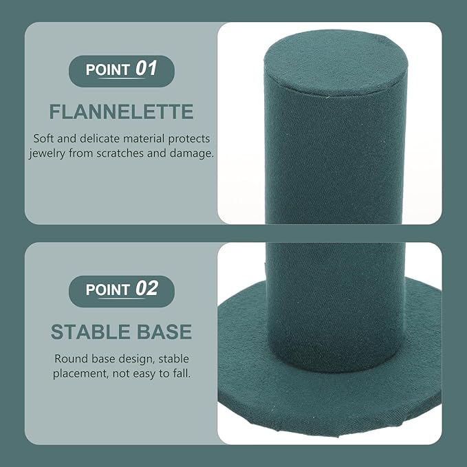 Velvet Vertical Tower Scrunchie Holder Stand Hair Tie Organizer Headband Storage Rack for Jewelry Watches Green Design for Bedroom and Store Display