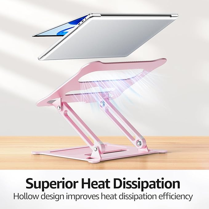 Urmust Laptop Stand for Desk Aluminum Computer Stand Riser Holder for Laptop Compatible with MacBook Air Pro, Dell, HP, Lenovo Samsung, Alienware All Laptops 11-15.6"(Pink)