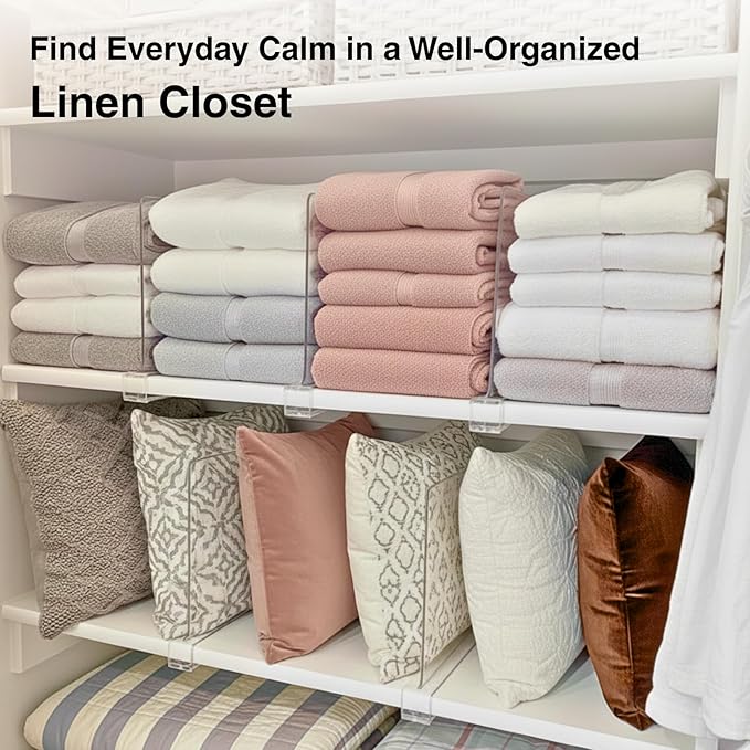Shelf Dividers Purse Organizer for Closet: 11-inch Tall(Higher Version) Acrylic Sweater Organizer - Upgraded Extra Height for Large Handbags, Totes, Clothes, Towels on Wood Shelves 6-Pack